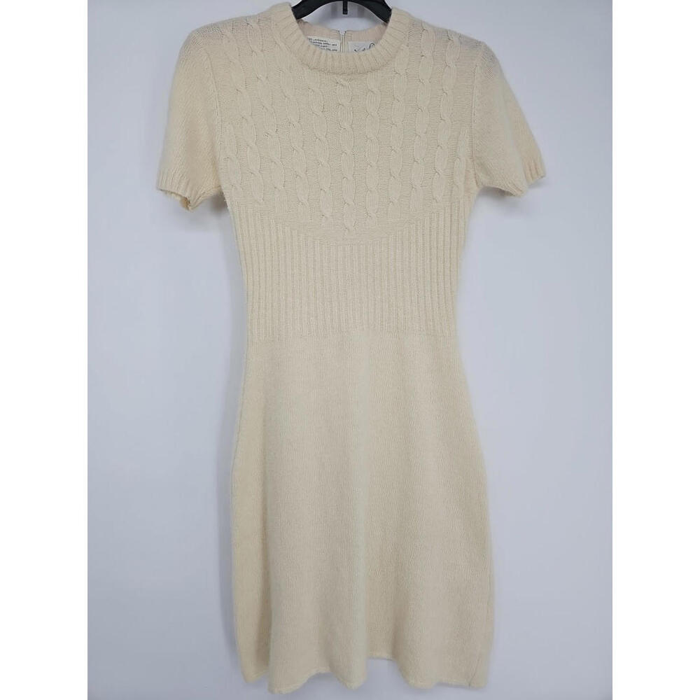 VTG  Jonathan Logan  1950s Dress Beige Lambswool Angora Sweater Dress Sz Small